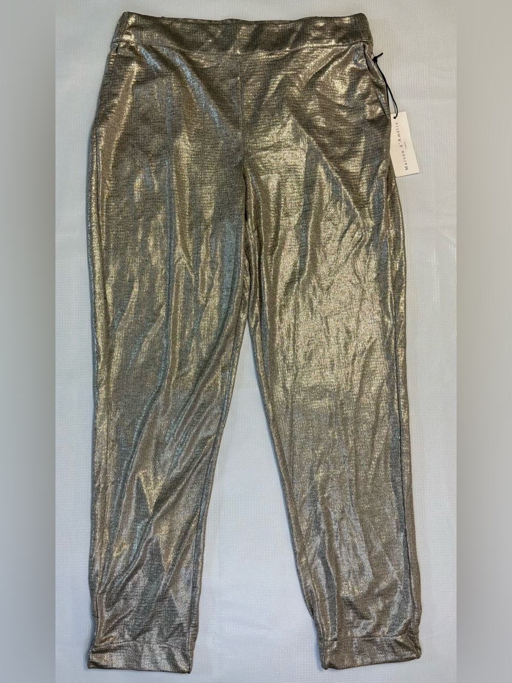 Maison d'Amélie Gold Metallic Jogger Pants Holiday Size Medium